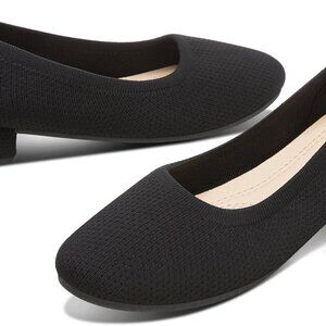 Women Knit Low Pumps Rubber Sole Mesh Slip On Elegant Round Toe Office Shoes